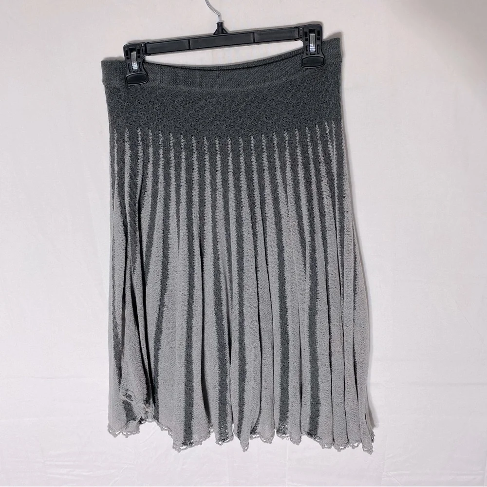 Vero Moda Grey Striped Knit Midi Skirt M Boho Fairycore Whimsigoth - Picture 13 of 14